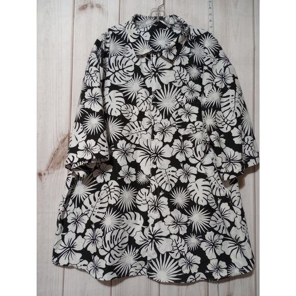 Southpole Shirt Mens 5XL Black White Hawaiian Floral Button Up Big Tall Summer - Picture 1 of 7